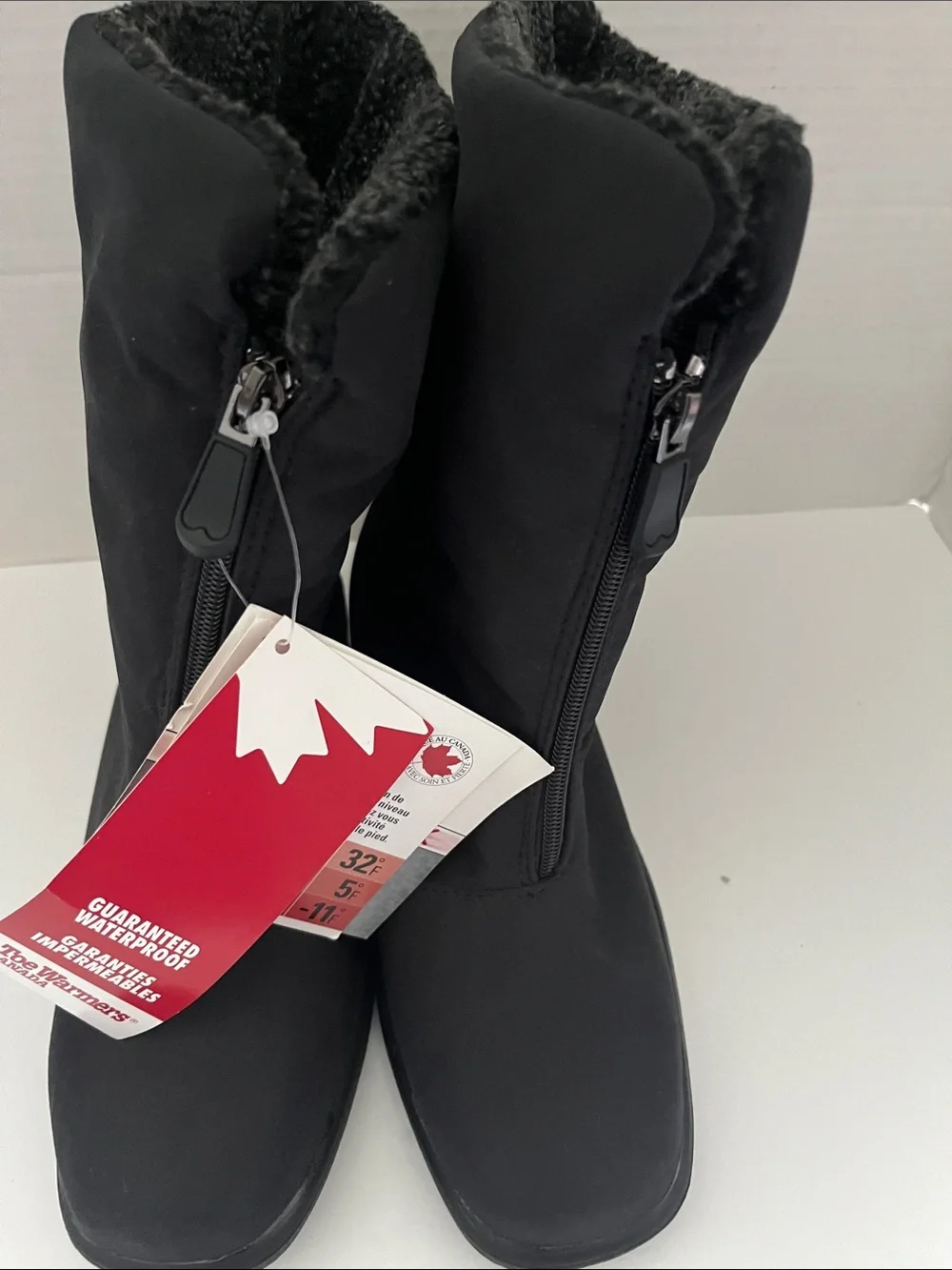 Women's Black Faux-Fur Lined Winter Zip Boots